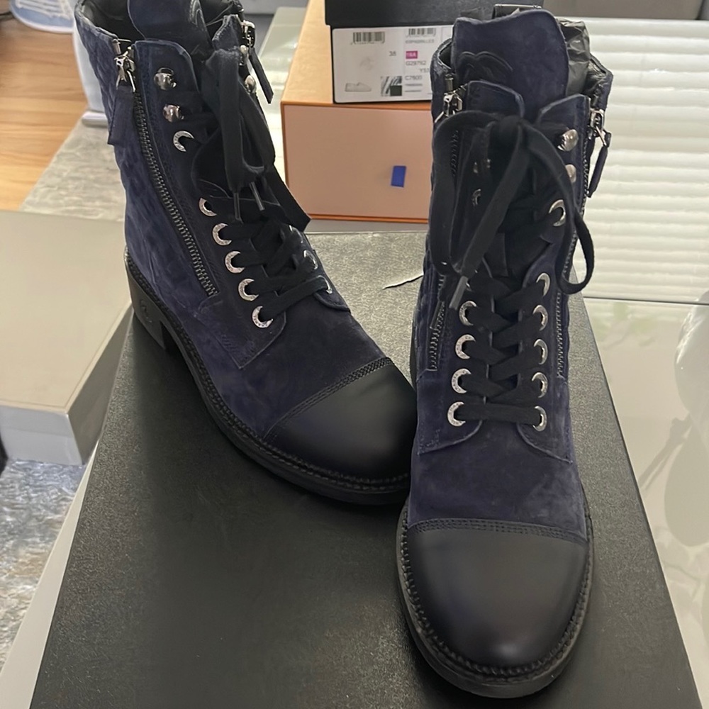 New dark blue chanel boots